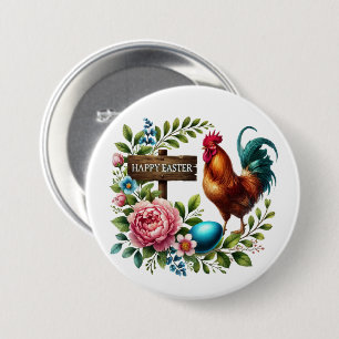 Schattigee Happy Easter haan Ronde Button 7,6 Cm