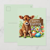 Schattigee Happy Easter koe Feestdagenkaart (Voorkant / Achterkant)