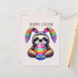 Schattigee Happy Easter luiaard Feestdagenkaart