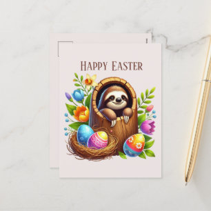 Schattigee Happy Easter luiaard Feestdagenkaart