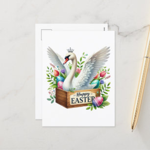 Schattigee Happy Easter swan Feestdagenkaart
