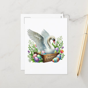 Schattigee Happy Easter swan Feestdagenkaart