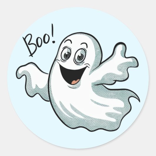 Schattigee Happy Ghost Round Sticker Set (Voorkant)