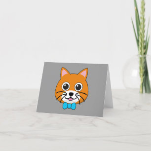 Schattigee Happy Ginger Cat met Papillon Bedankkaart