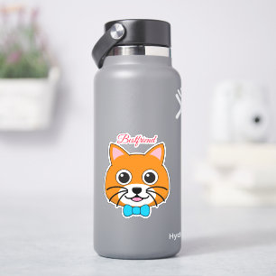 Schattigee Happy Ginger Cat met Papillon persona Sticker