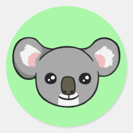 Schattigee Happy Grey Koala Gezicht Tekening Stick Ronde Sticker