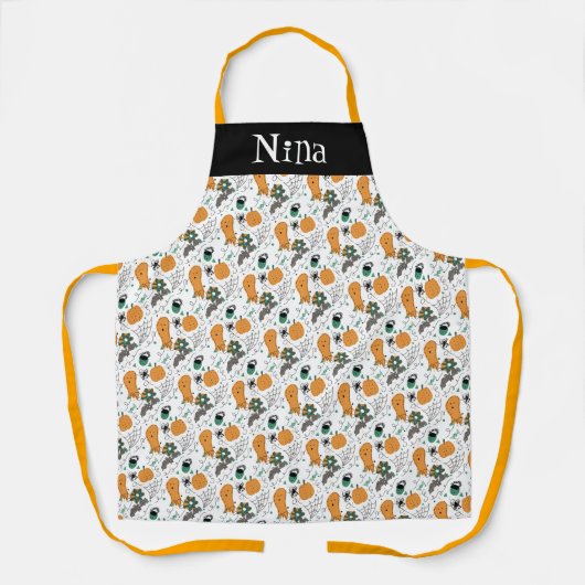 Schattigee Happy Halloween Doodles Illustratie Naa Schort (Voorkant)