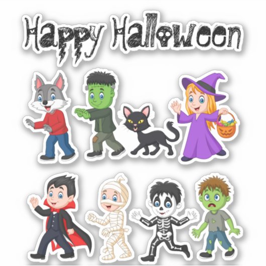 Schattigee Happy Halloween Fun Icons Trick or trea Sticker (Voorkant)