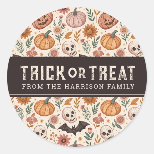 Schattigee Happy Halloween ronde Stickers (Voorkant)