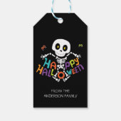 Schattigee Happy Halloween Skelet Gepersonaliseerd Cadeaulabel (Achterkant)