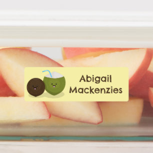 Schattigee Happy Kawaii kokosnoten cartoon geperso Labels