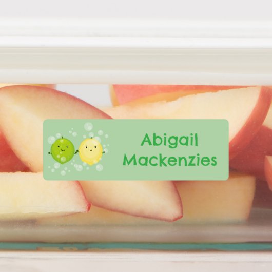 Schattigee Happy Lemon limoen cartoon gepersonalis Labels (Aangebracht)