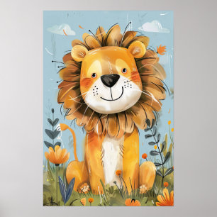 Schattigee Happy Lion Baby kwekerij Kinder Poster