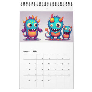 Schattigee Happy Monster Kalender 2024
