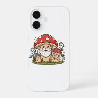 Schattigee Happy Mushroom Familie Gedrukte iPhone 16 Hoesje