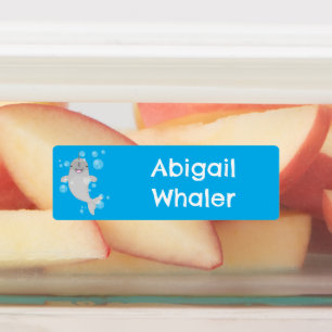 Schattigee Happy Narwhal Bubbels cartoon gepersona Labels