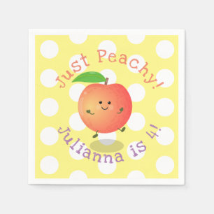 Schattigee Happy Peach cartoon Gepersonaliseerde V Servet