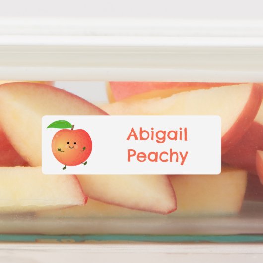 Schattigee Happy Peach Yellow cartoon gepersonalis Labels (Aangebracht)