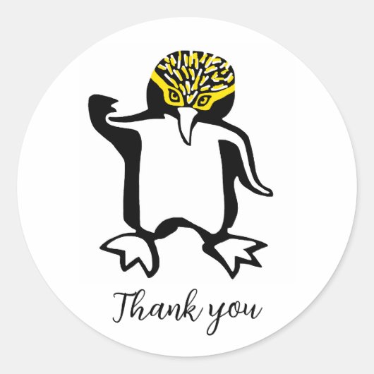 Schattigee Happy Penguin - Dank u - Ronde Sticker (Voorkant)