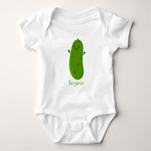 Schattigee Happy Pickle cartoon gepersonaliseerd Romper (Voorkant)