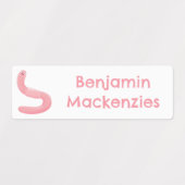 Schattigee Happy Pink Earthworm cartoon gepersonal Labels (Design 1)