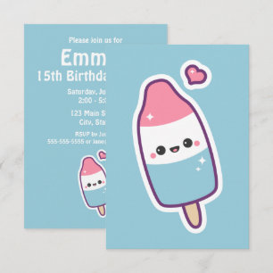 Schattigee Happy Popsicle verjaardagsuitnodigingen Kaart