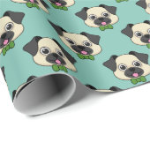 Schattigee Happy Pug Dog met Papillon Cadeaupapier (Rol Hoek)