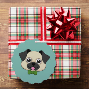 Schattigee Happy Pug Dog met Papillon Ornament Kaart
