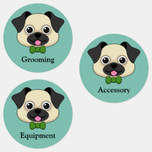 Schattigee Happy Pug Dog met Papillon personalis Labels