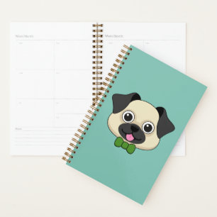 Schattigee Happy Pug Dog met Papillon Planner