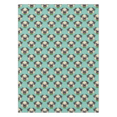 Schattigee Happy Pug Dog met Papillon Tafelkleed (Voorkant)