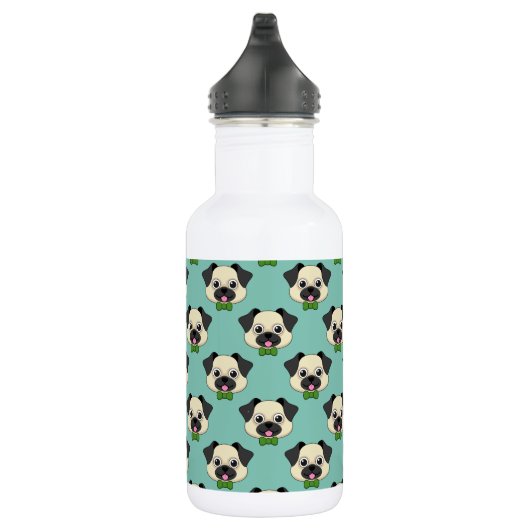 Schattigee Happy Pug Dog met Papillon Waterfles (Rechts)