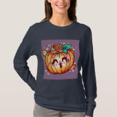 Schattigee Happy Pumpkin Halloween Graphic met lan T-shirt (Voorkant)