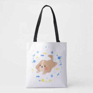Schattigee Happy Puppy Illustratie Draagtas
