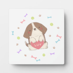 Schattigee Happy Puppy met LUV-illustratie Fotoplaat