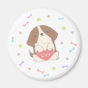 Schattigee Happy Puppy met LUV-illustratie Magneet