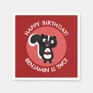 Schattigee Happy Skunk gepersonaliseerde cartoon V Servet