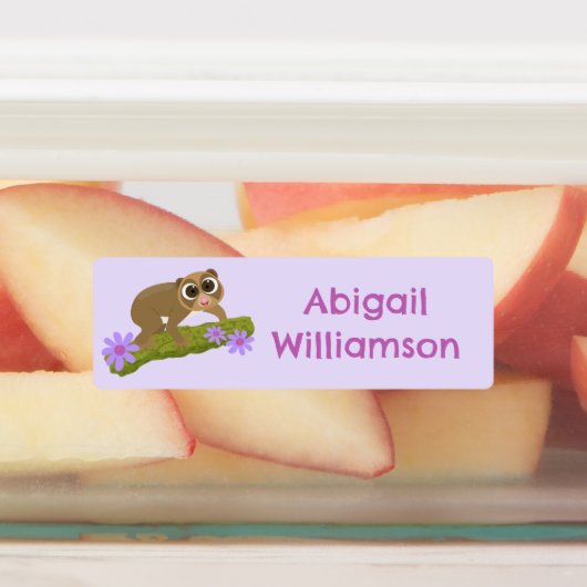 Schattigee Happy Slow Loris gepersonaliseerde cart Labels (Aangebracht)