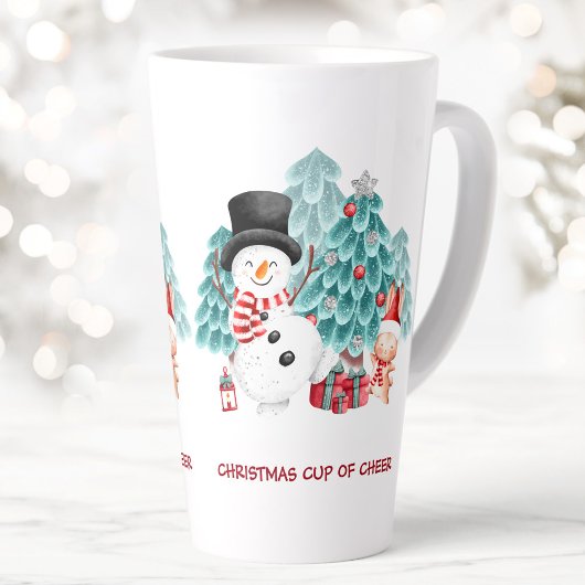 Schattigee Happy Snowman Kerstnaam Groot Latte Mok
