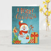 Schattigee Happy Snowman Vrolijk Kerstfeest Kaart (Gele Bloem)
