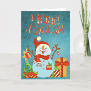 Schattigee Happy Snowman Vrolijk Kerstfeest Kaart