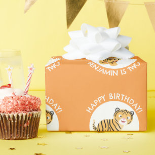 Schattigee Happy Tiger Cub gepersonaliseerde carto Cadeaupapier