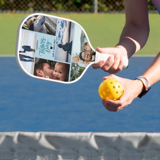 Schattigee Happy Vaderdag Photo Collage Aangepaste Pickleball Paddle (Insitu)
