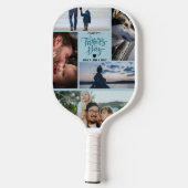 Schattigee Happy Vaderdag Photo Collage Aangepaste Pickleball Paddle (Achterkant)