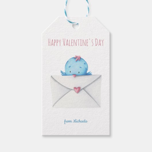 Schattigee Happy Valentines Day Bird Cadeaulabel (Voorkant)