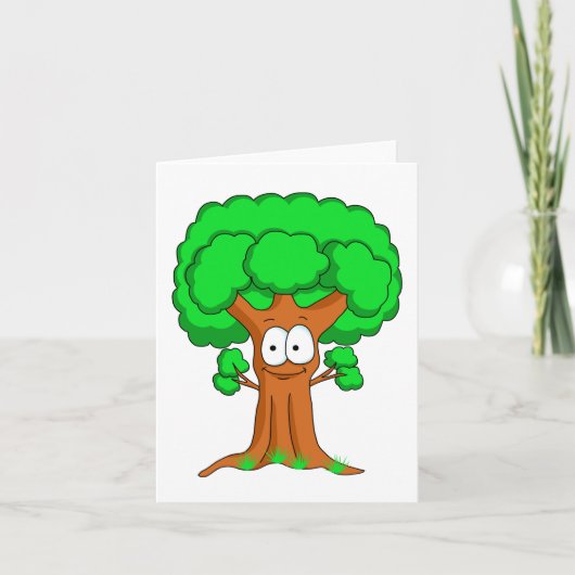 Schattigee Happy Whimsical Green Tree Kaart (Voorkant)