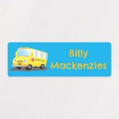 Schattigee Happy Yellow schoolbus cartoon geperson Labels (Design 2)