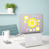 Schattigee Happy Yellow Sunshine Sticker (Laptop op bureau)