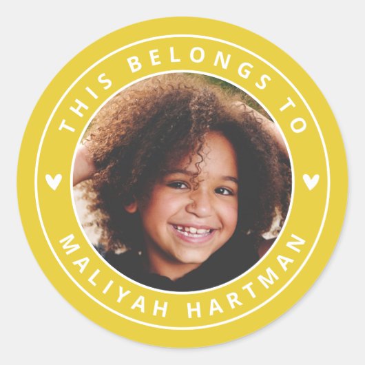 Schattigee harten cirkel Lijst Fotonaam School Gee Ronde Sticker (Voorkant)