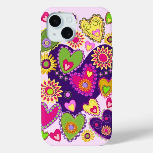 Schattigee harten en bloemen Case-Mate iPhone case (Achterkant)